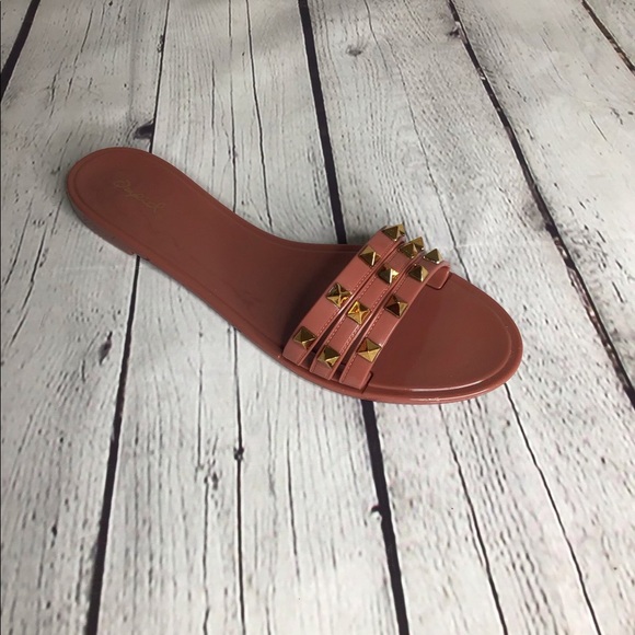 Jelly Taupe Color Studded Slip On Sandal - Picture 2 of 2